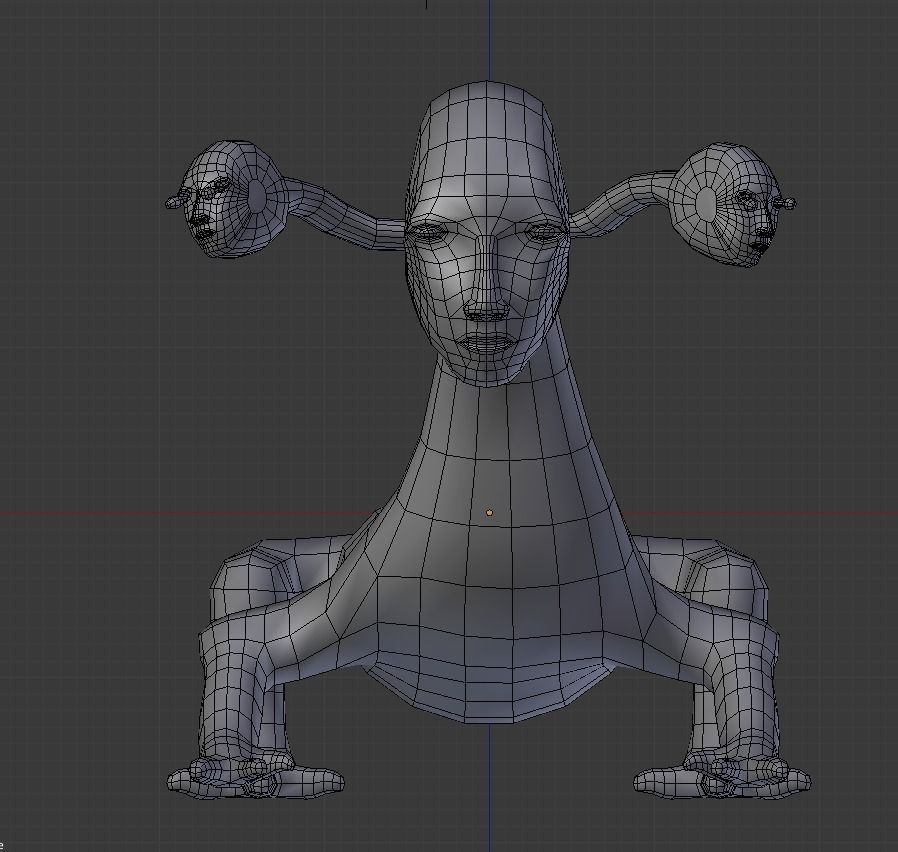 Three Headed Alien BASE MESH Free low-poly 3D model_3
