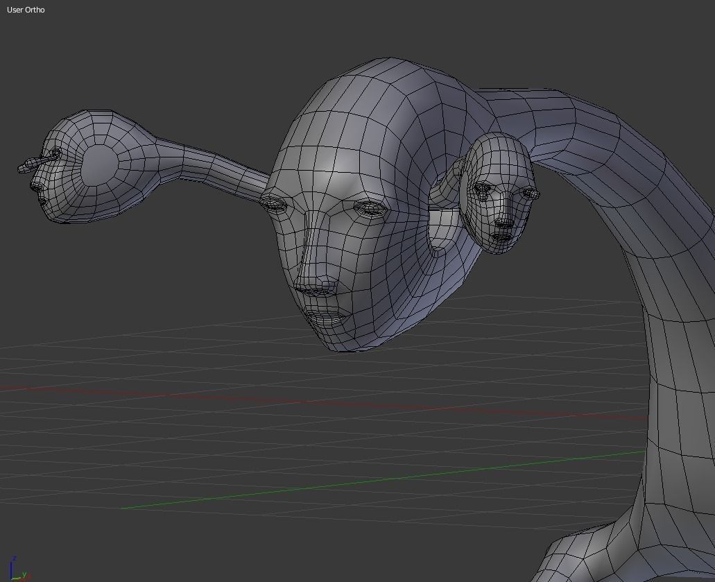 Three Headed Alien BASE MESH Free low-poly 3D model_5