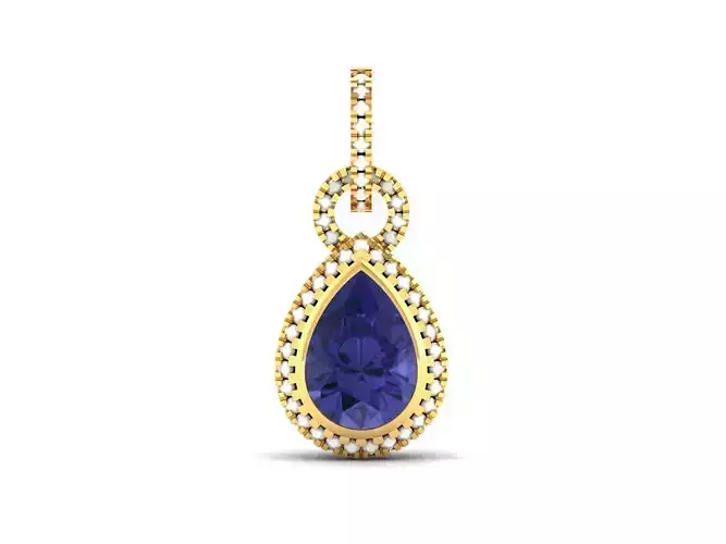 Women Pear Diamond Pendant 3DM STL OBJ FBX Render Details 3D print model