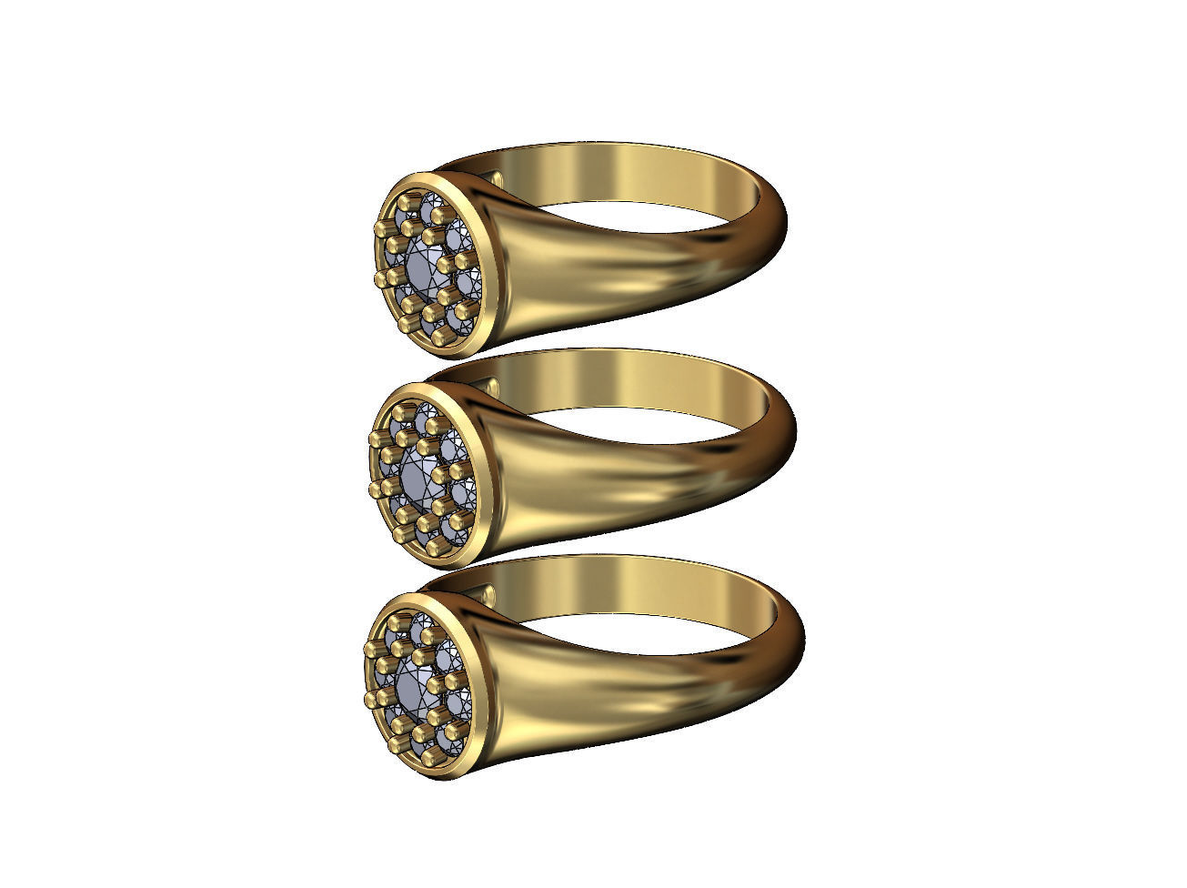 Round cluster diamond ring US sizes 7 8 9 3D print model_1