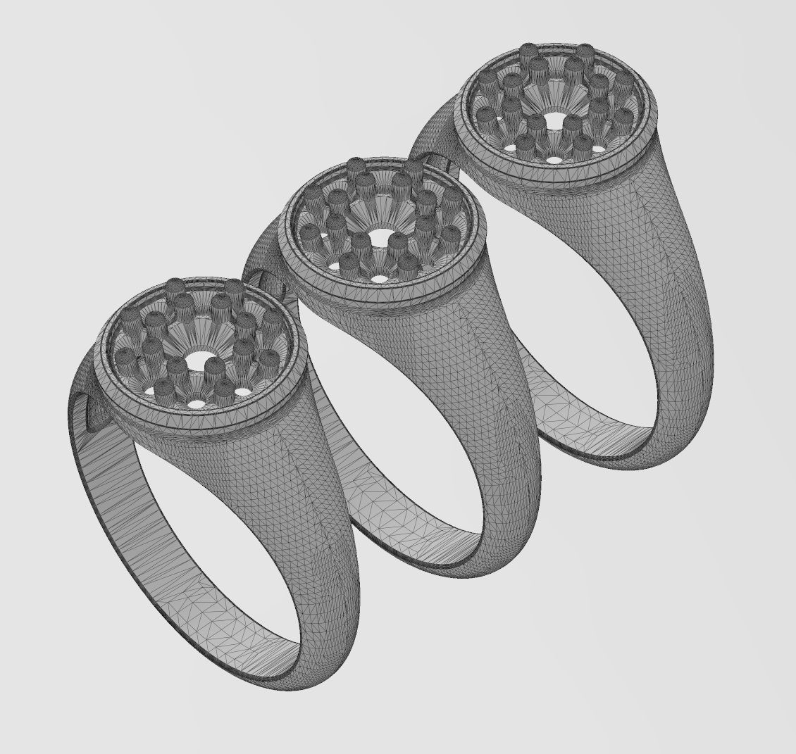 Round cluster diamond ring US sizes 7 8 9 3D print model_13