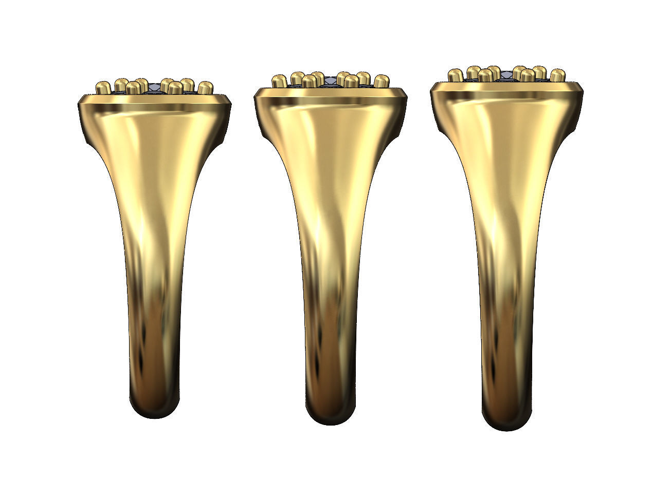 Round cluster diamond ring US sizes 7 8 9 3D print model_3