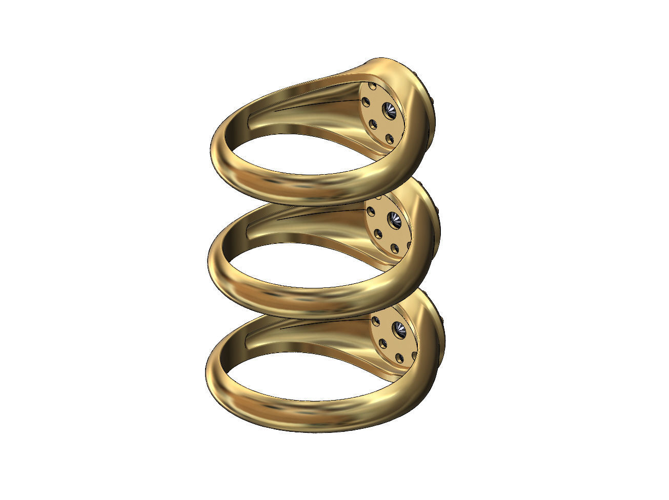 Round cluster diamond ring US sizes 7 8 9 3D print model_2