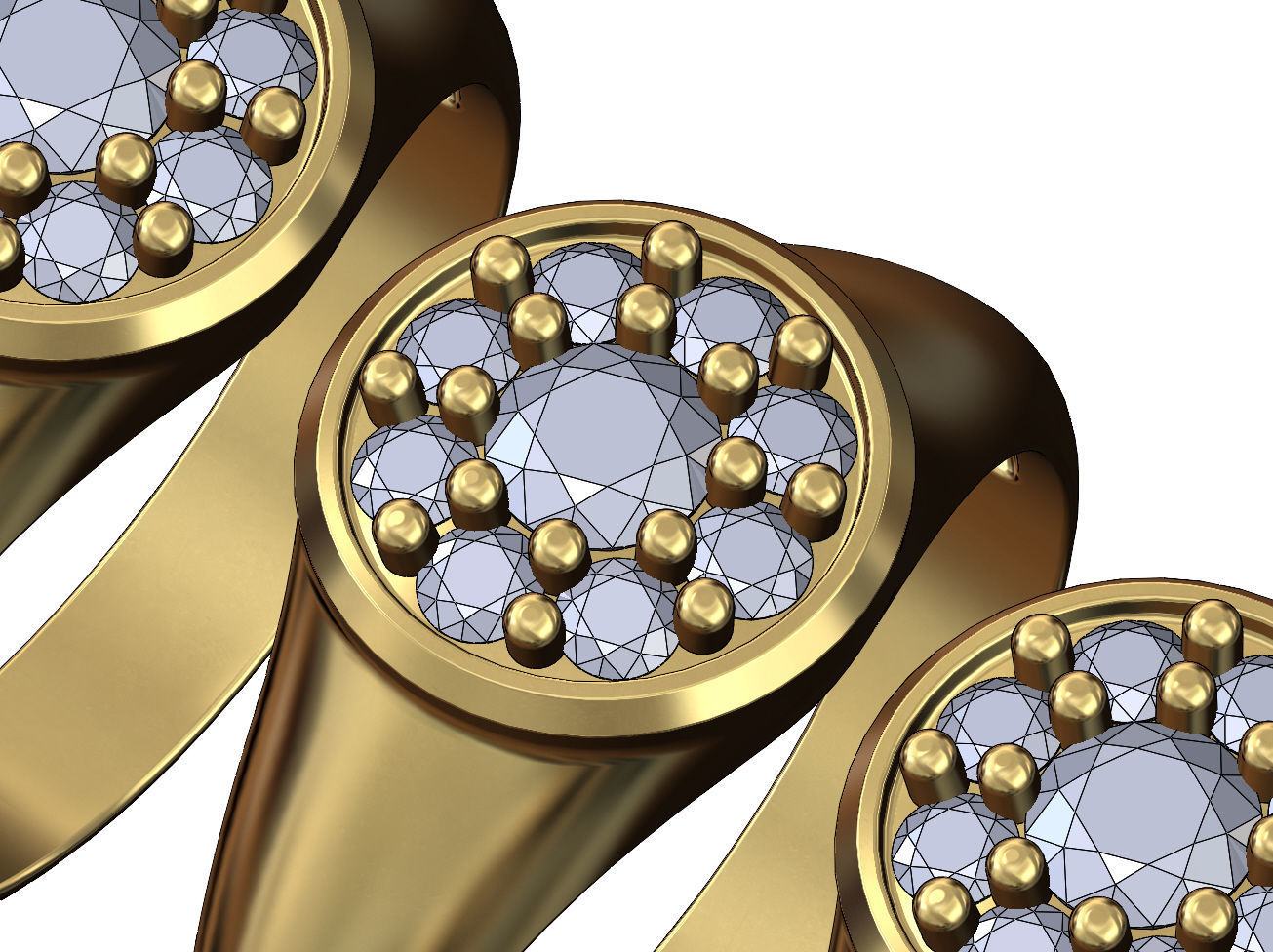 Round cluster diamond ring US sizes 7 8 9 3D print model_4