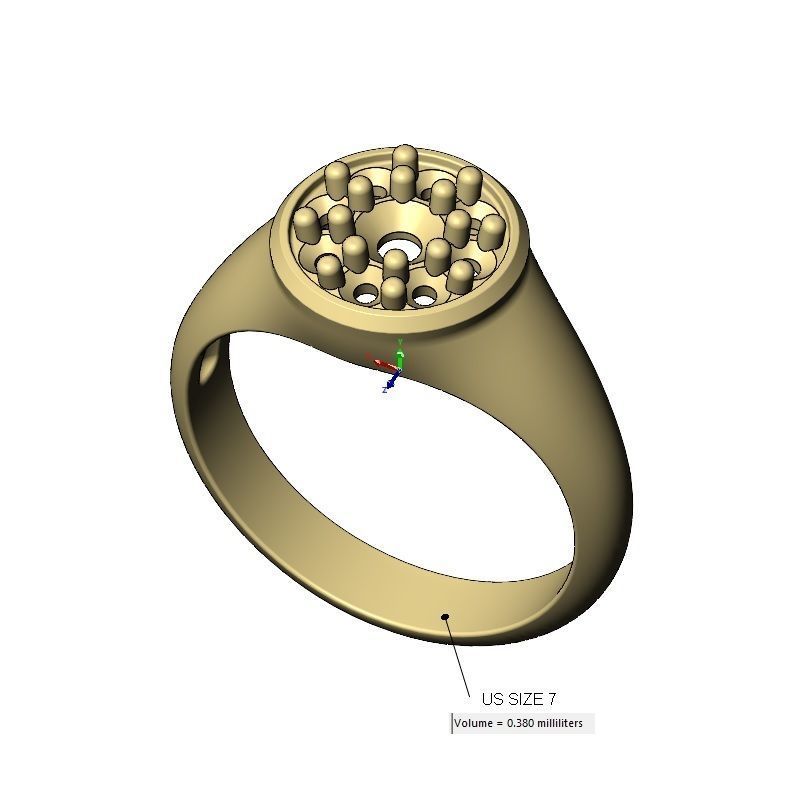 Round cluster diamond ring US sizes 7 8 9 3D print model_10