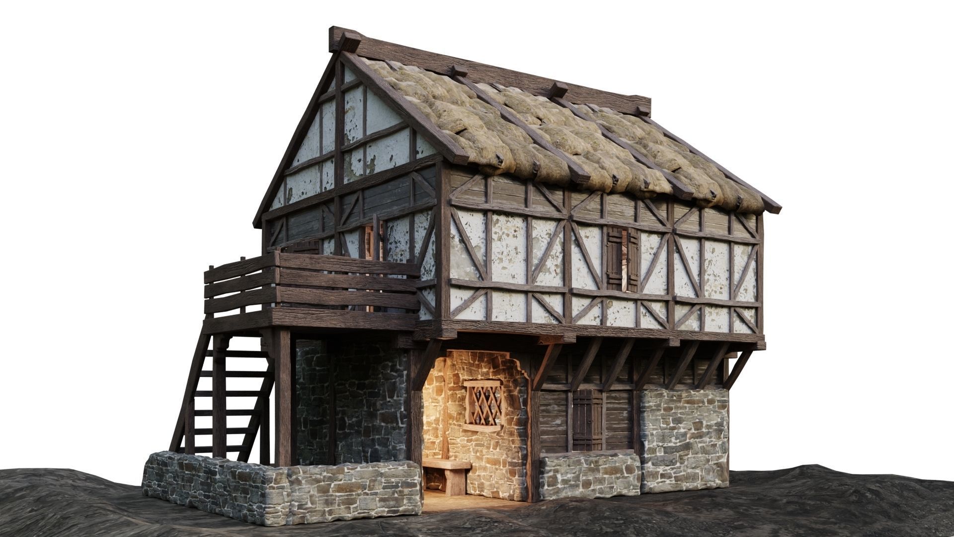 Medieval House Old 14 PBR 4K GameReady Low-poly 3D model_6