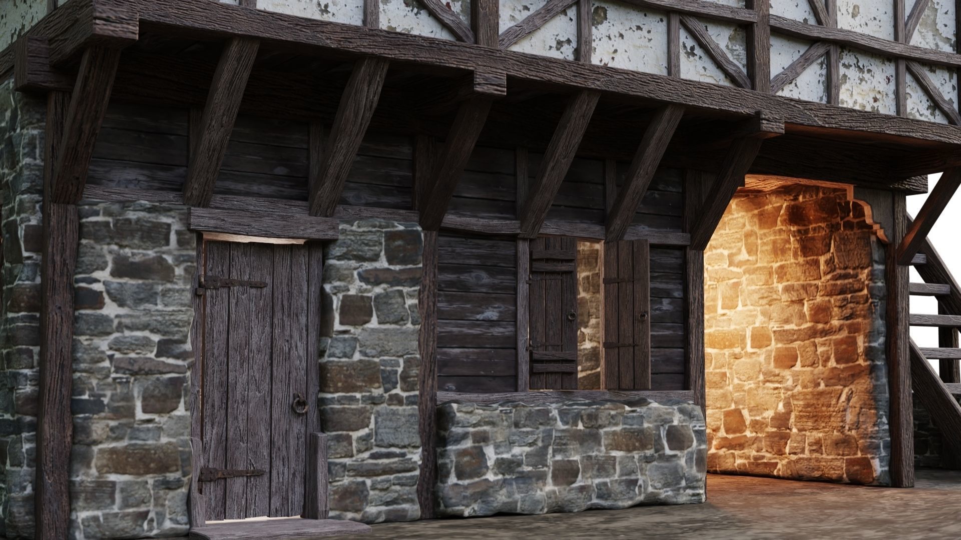 Medieval House Old 14 PBR 4K GameReady Low-poly 3D model_12