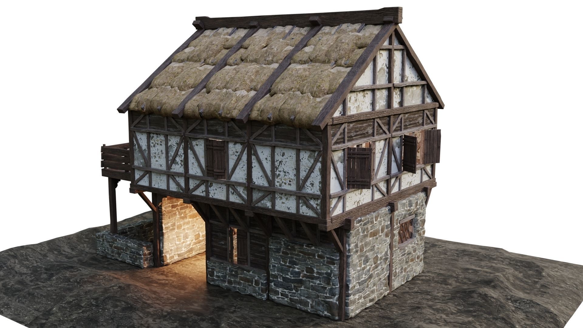Medieval House Old 14 PBR 4K GameReady Low-poly 3D model_9