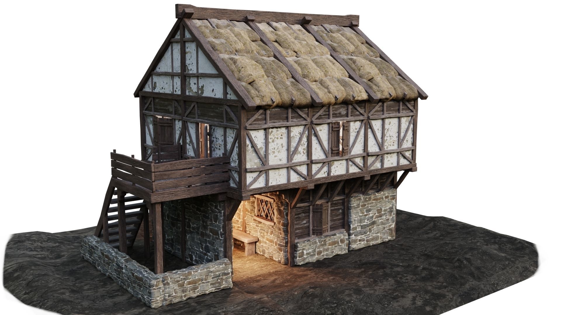 Medieval House Old 14 PBR 4K GameReady Low-poly 3D model_10