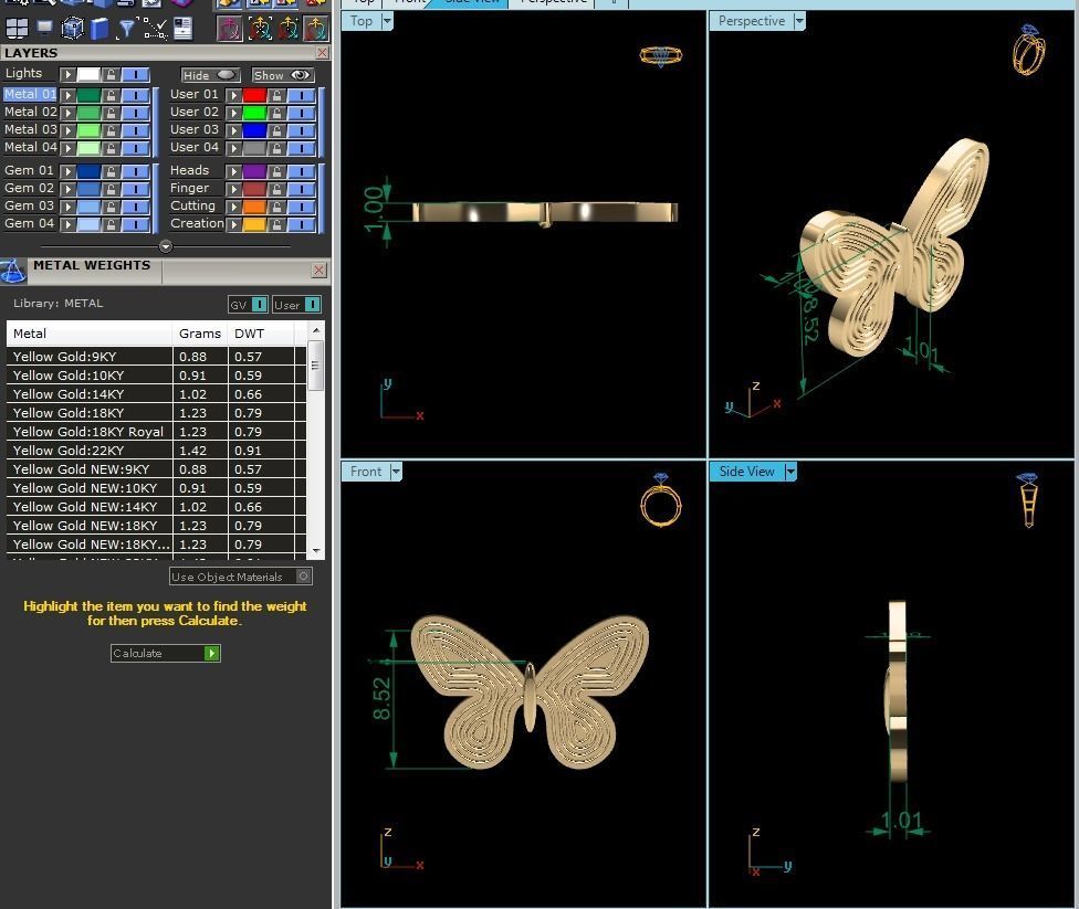 butterfly Pendant 3DM STL OBJ FBX Render Details 3D print model_8