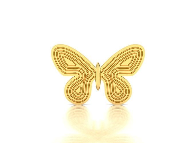 butterfly Pendant 3DM STL OBJ FBX Render Details 3D print model