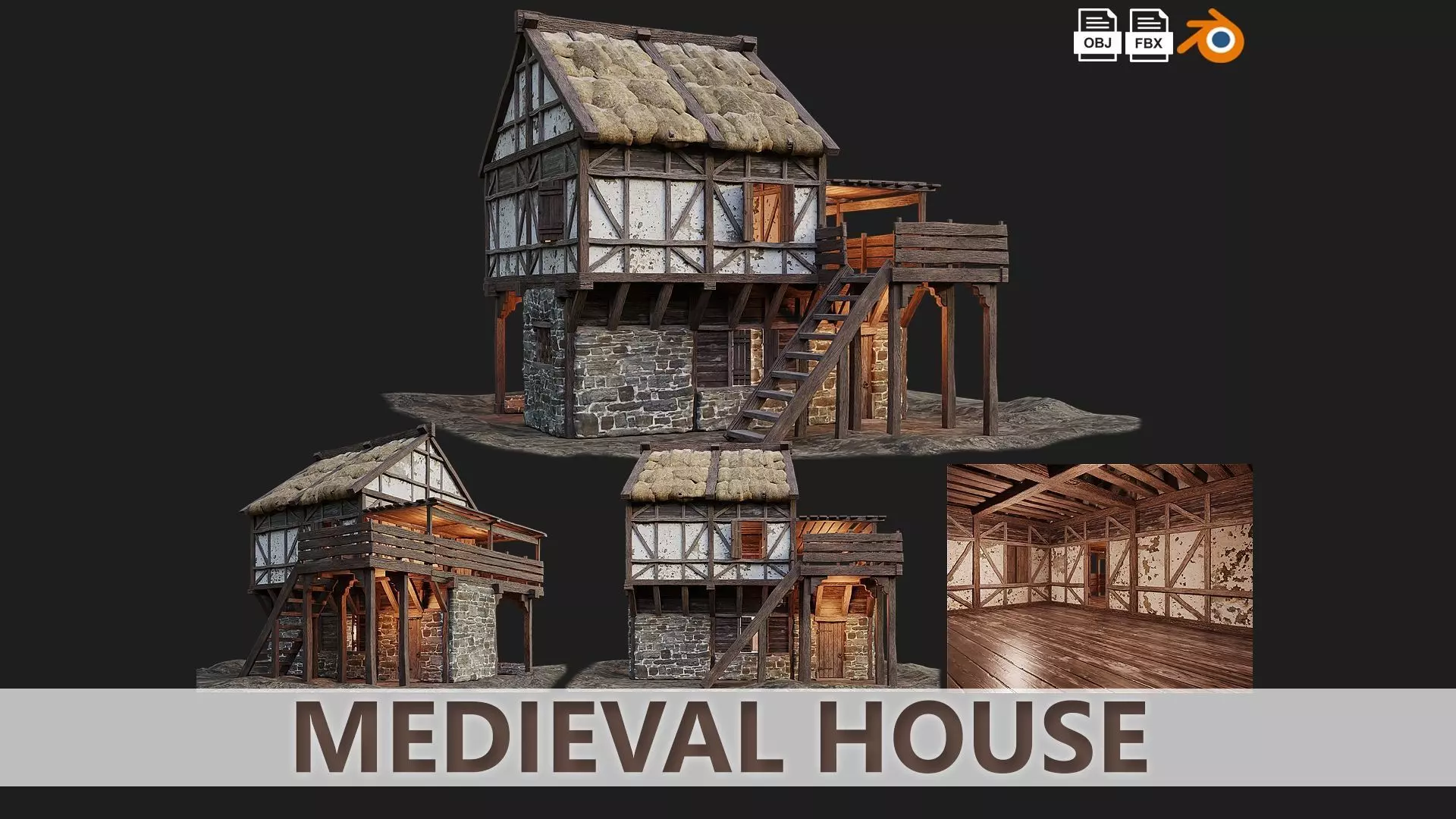 Medieval Old House 15 PBR 4K GameReady Low-poly 3D model_0