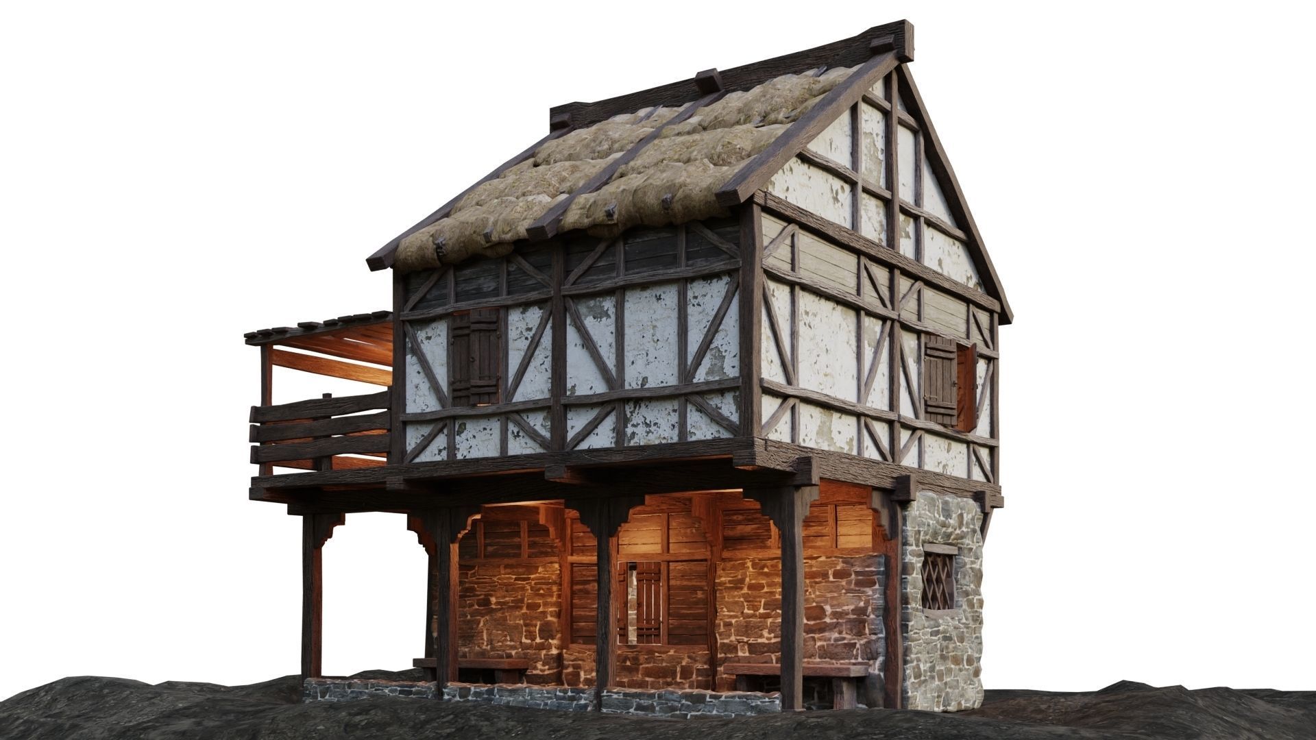 Medieval Old House 15 PBR 4K GameReady Low-poly 3D model_7
