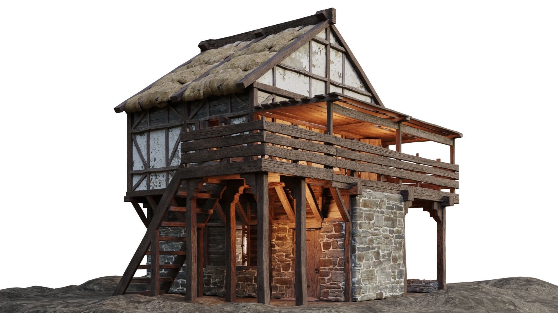 Medieval Old House 15 PBR 4K GameReady Low-poly 3D model_8