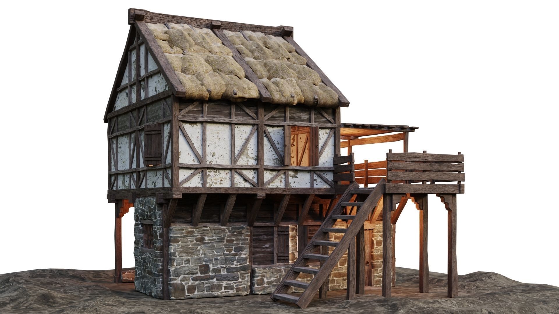 Medieval Old House 15 PBR 4K GameReady Low-poly 3D model_12