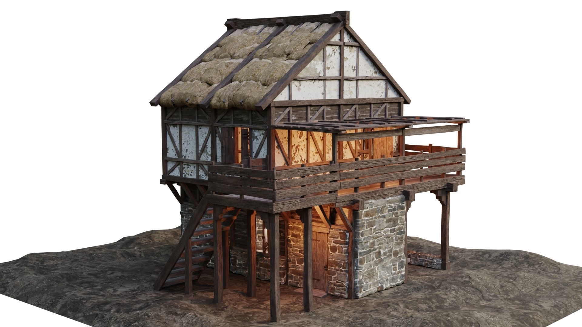 Medieval Old House 15 PBR 4K GameReady Low-poly 3D model_6