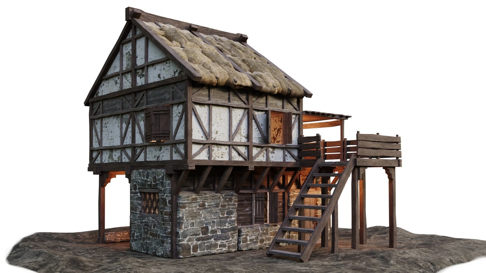 Medieval Old House 15 PBR 4K GameReady Low-poly 3D model_1