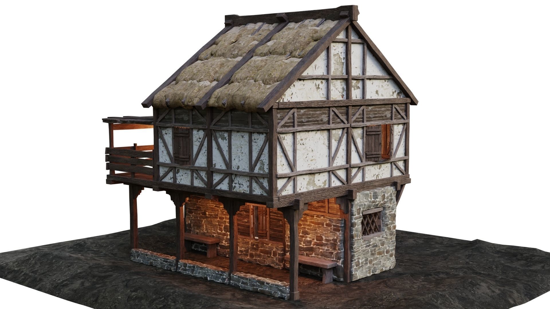 Medieval Old House 15 PBR 4K GameReady Low-poly 3D model_10