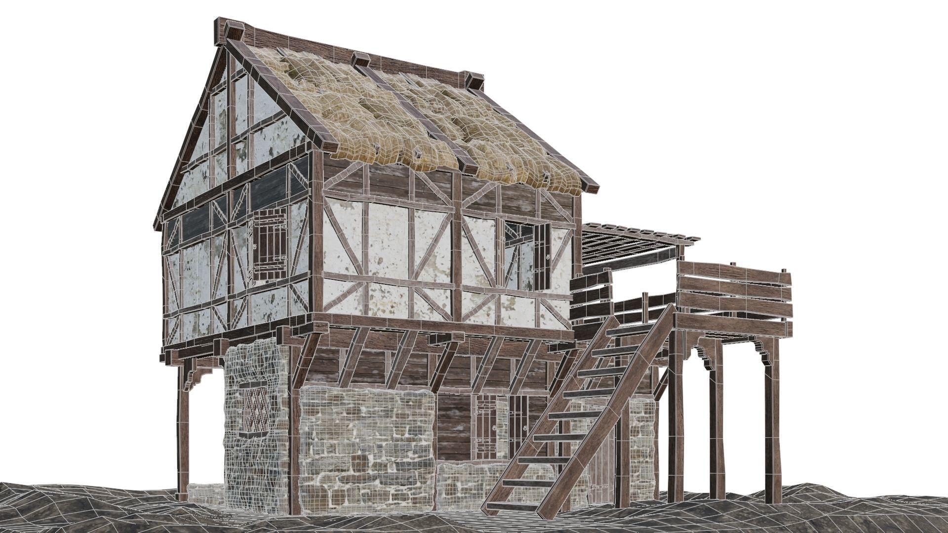 Medieval Old House 15 PBR 4K GameReady Low-poly 3D model_4