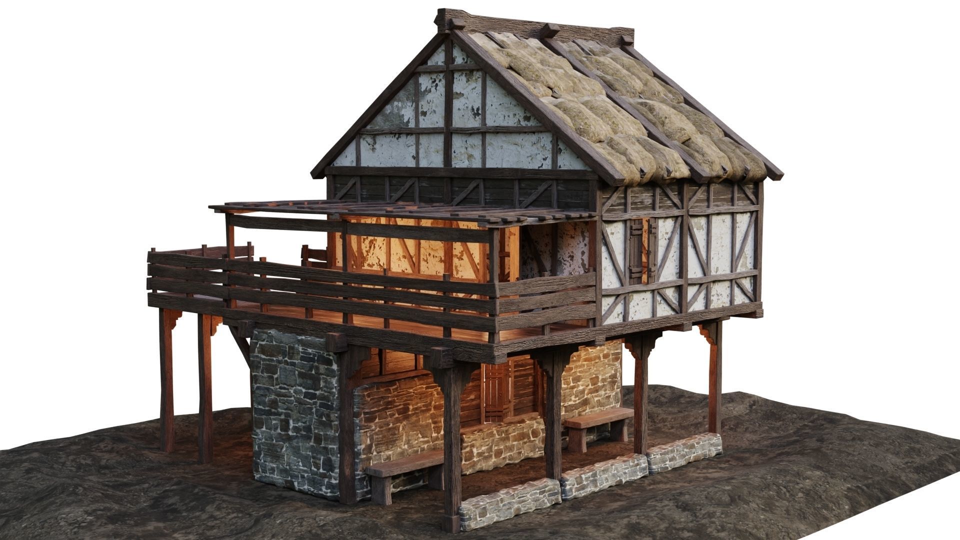 Medieval Old House 15 PBR 4K GameReady Low-poly 3D model_11