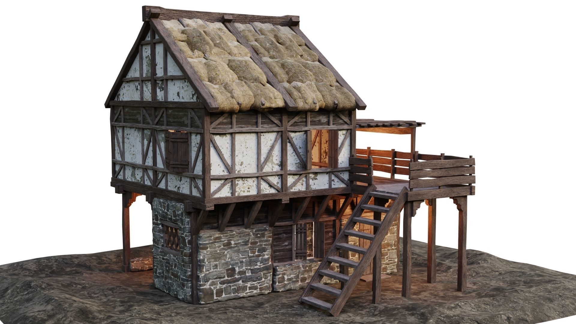 Medieval Old House 15 PBR 4K GameReady Low-poly 3D model_9