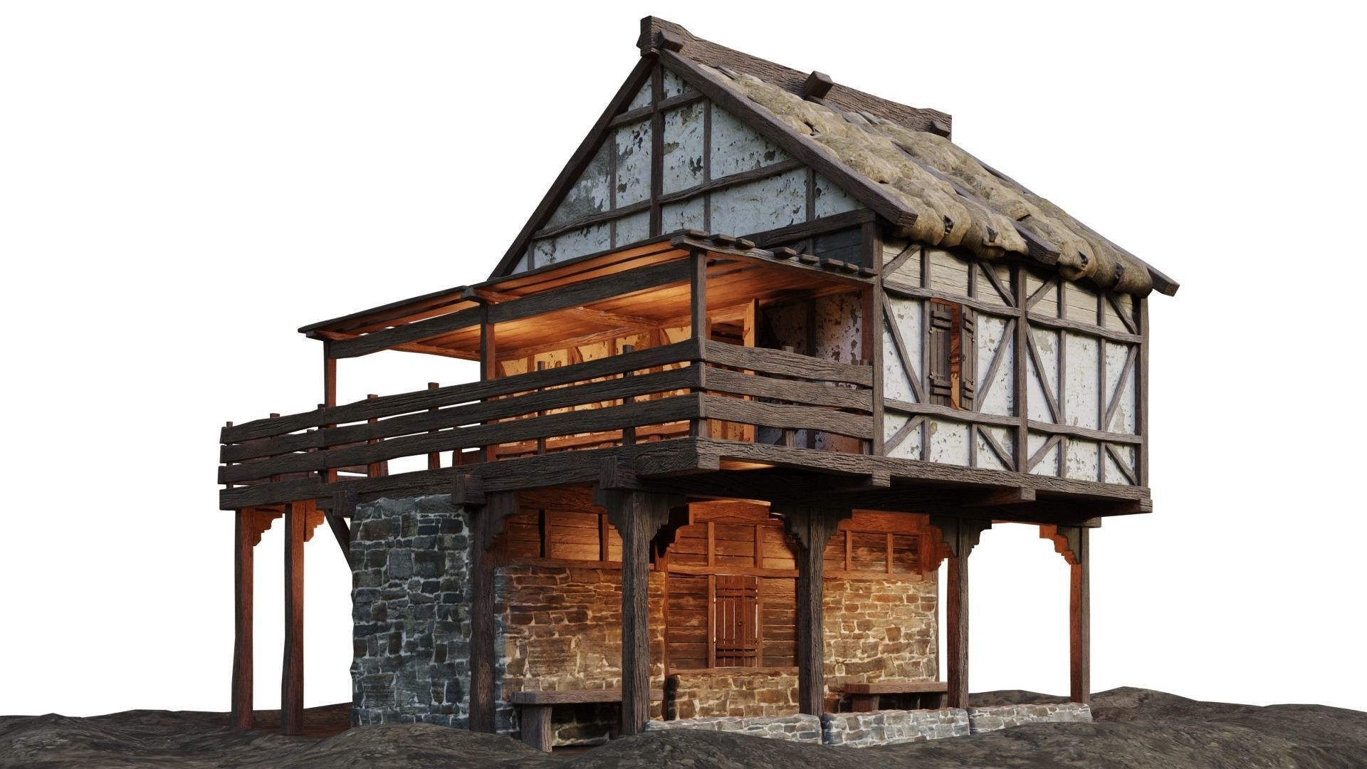 Medieval Old House 15 PBR 4K GameReady Low-poly 3D model_5