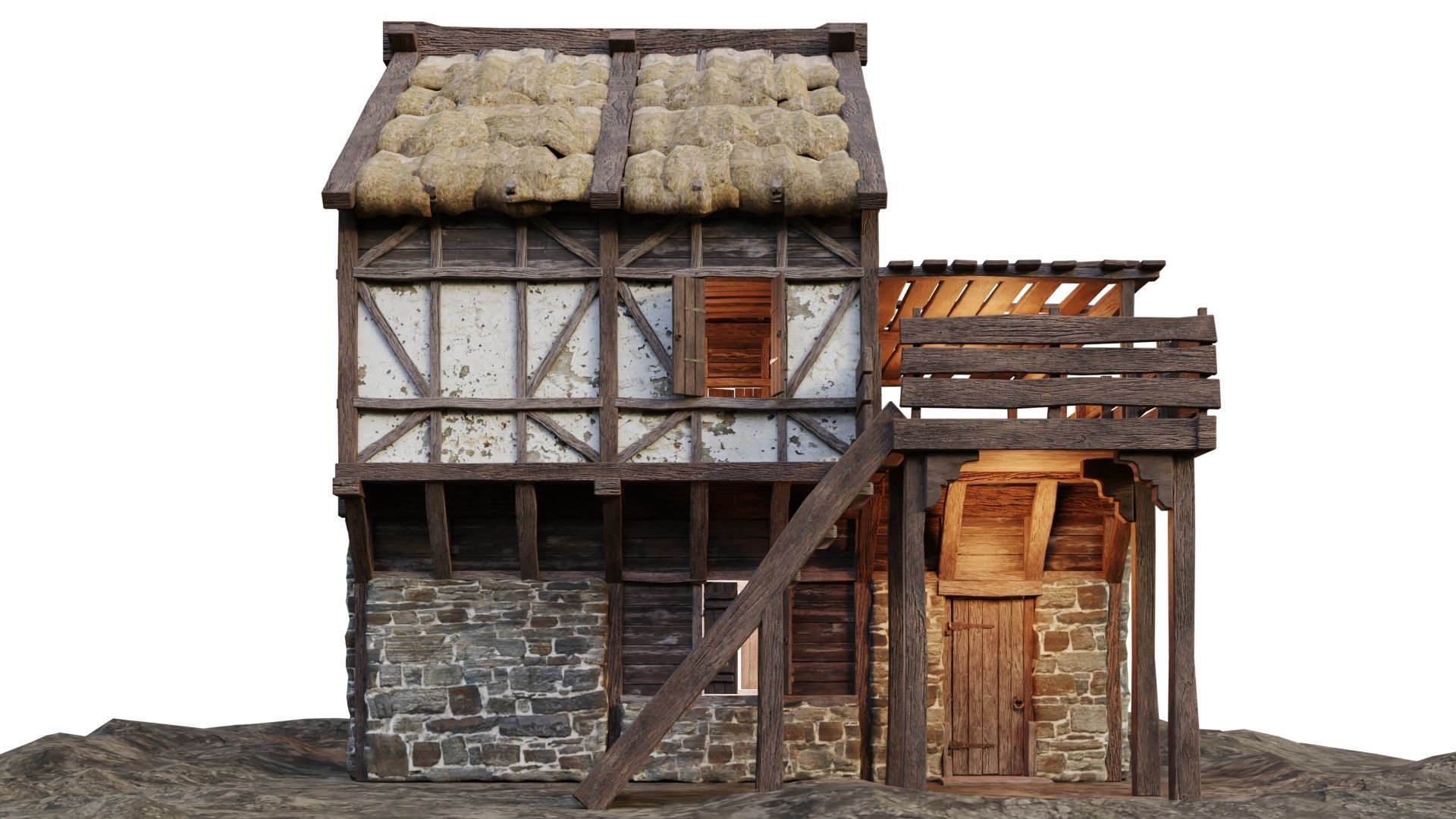 Medieval Old House 15 PBR 4K GameReady Low-poly 3D model_2