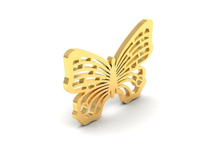butterfly Pendant 3DM STL OBJ FBX Render Details 3D print model