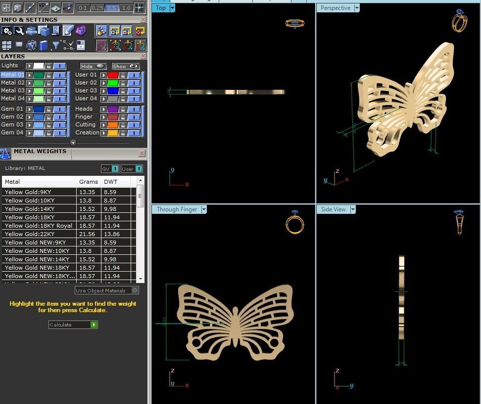 butterfly Pendant 3DM STL OBJ FBX Render Details 3D print model_6
