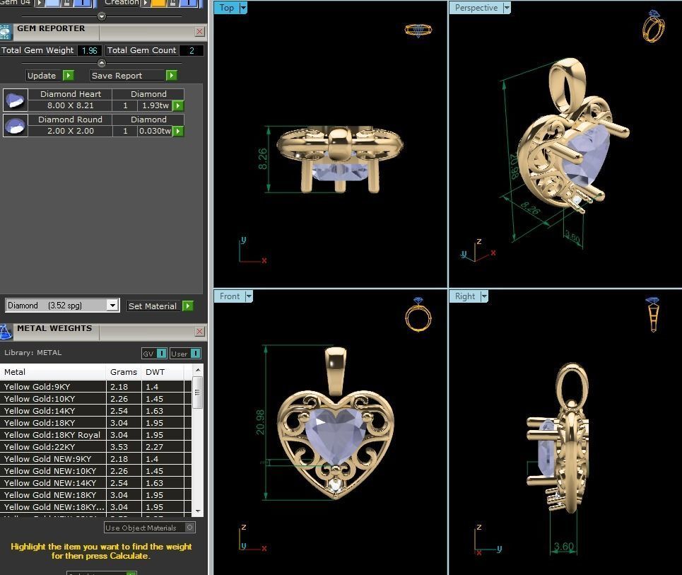 Heart Pendant 3DM STL OBJ FBX Render Details 3D print model_7