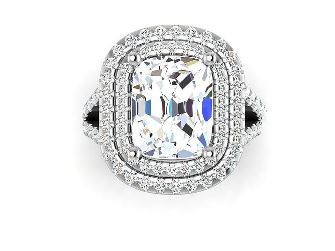 Wedding Engagement Double Halo Ring 3dm STl OBJ Render Details 3D print model