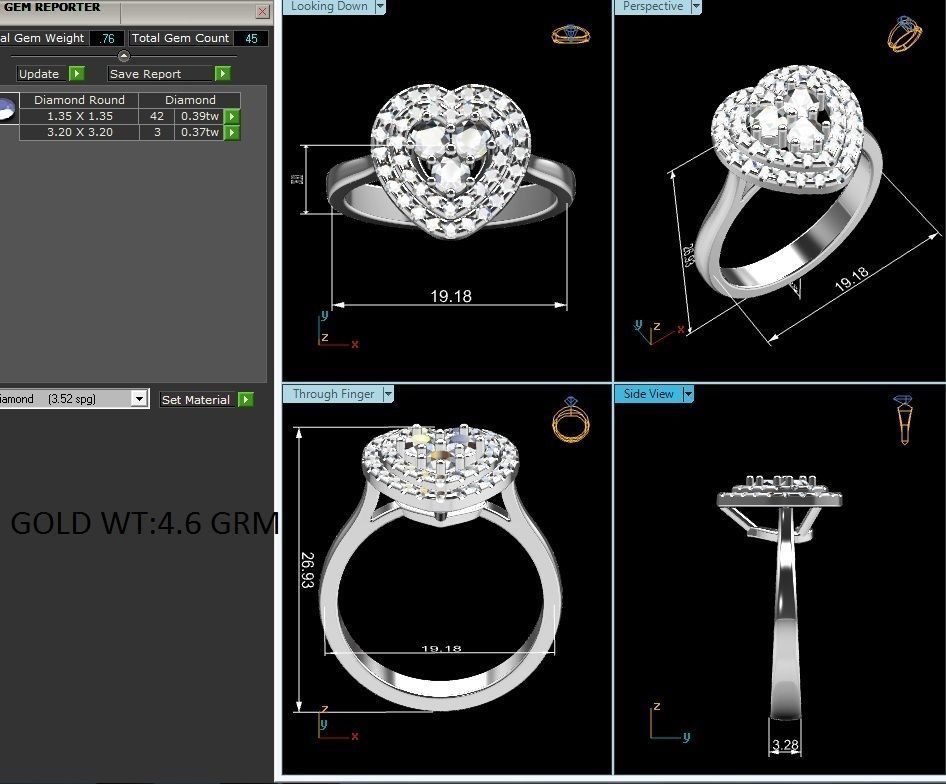 Wedding Engagement Double Halo Ring 3dm STl OBJ Render Details 3D print model_6