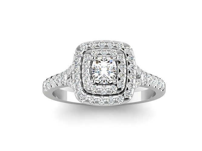 Wedding Engagement Double Halo Ring 3dm STl OBJ Render Details 3D print model