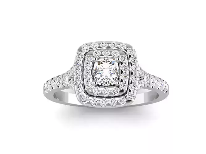 Wedding Engagement Double Halo Ring 3dm STl OBJ Render Details 3D print model