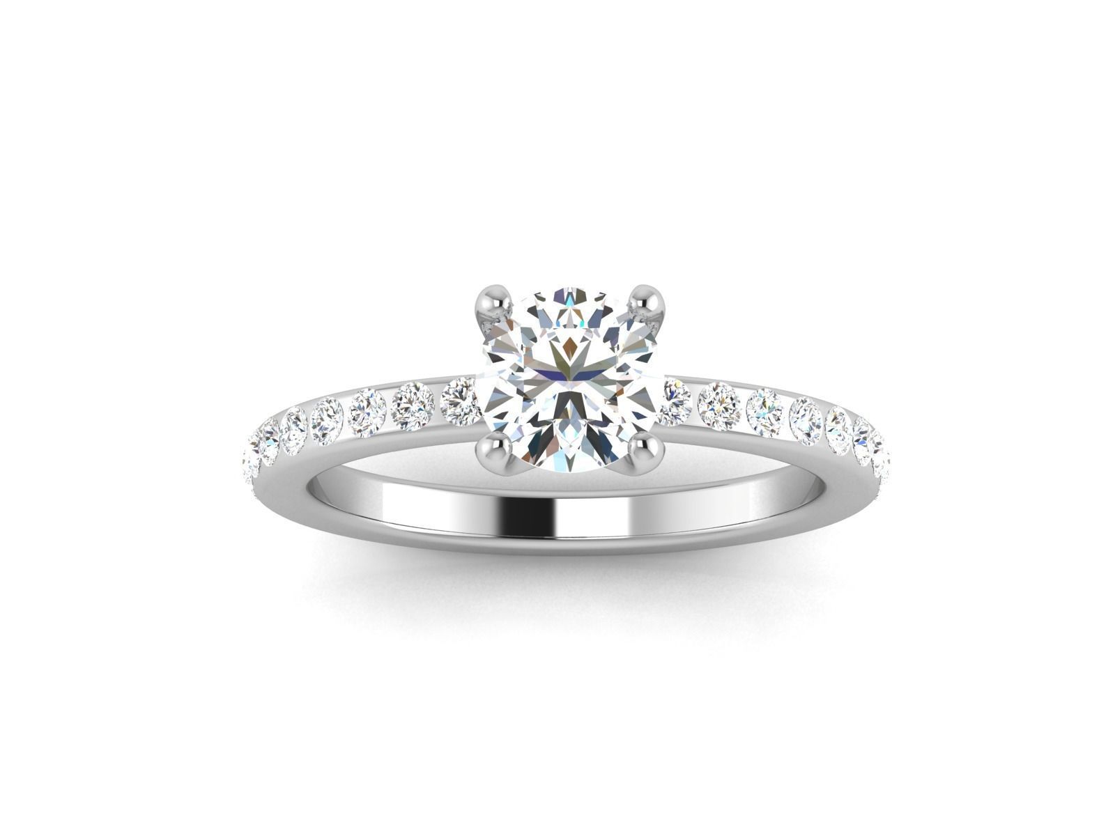 Solitaire Wedding Engagement Ring 3DM STL OBJ FBX Render Details 3D print model_3