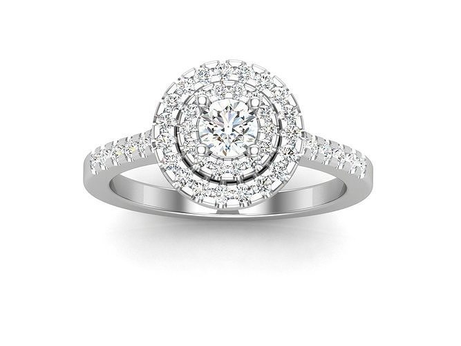 Solitaire Wedding Engagement Ring Double Halo Ring 3D print model