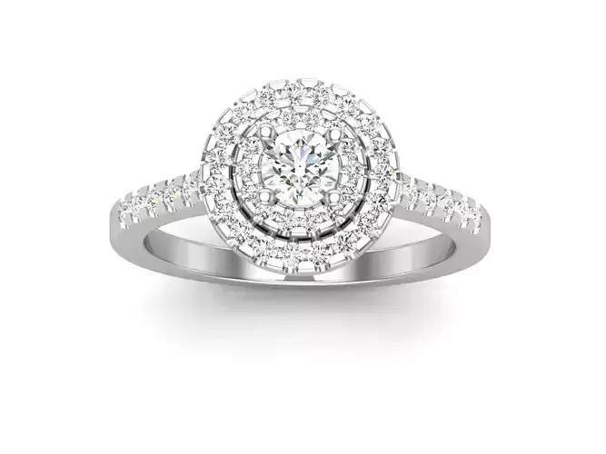 Solitaire Wedding Engagement Ring Double Halo Ring 3D print model