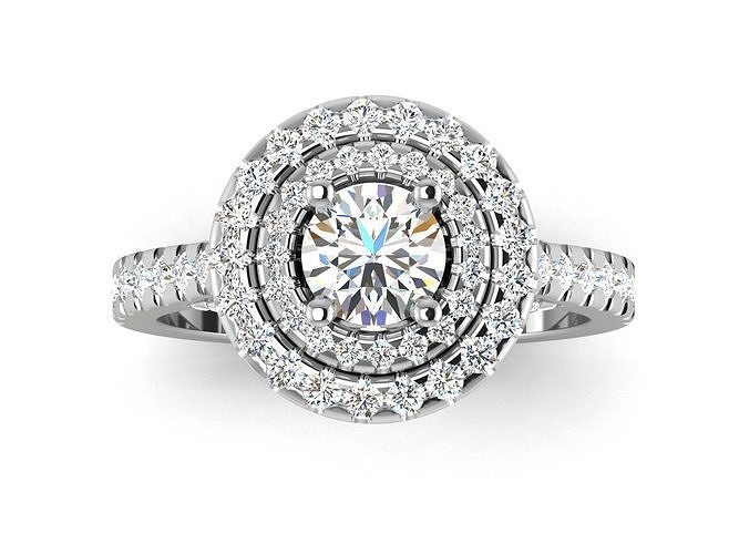 Wedding Engagement Double Halo Ring 3dm STl OBJ Render Details 3D print model