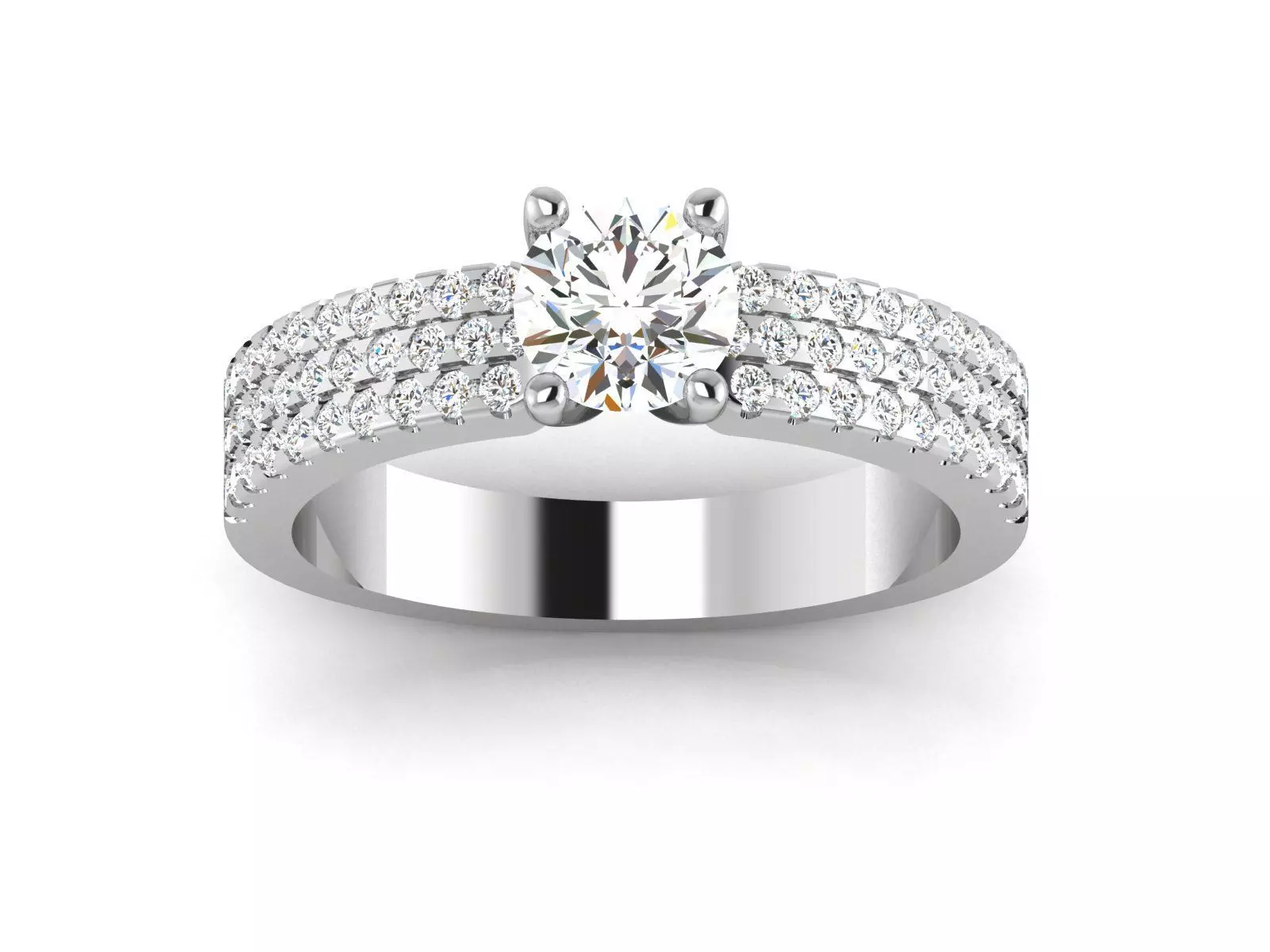 Solitaire Wedding Engagement Ring 3DM STL OBJ FBX Render Details 3D print model_0