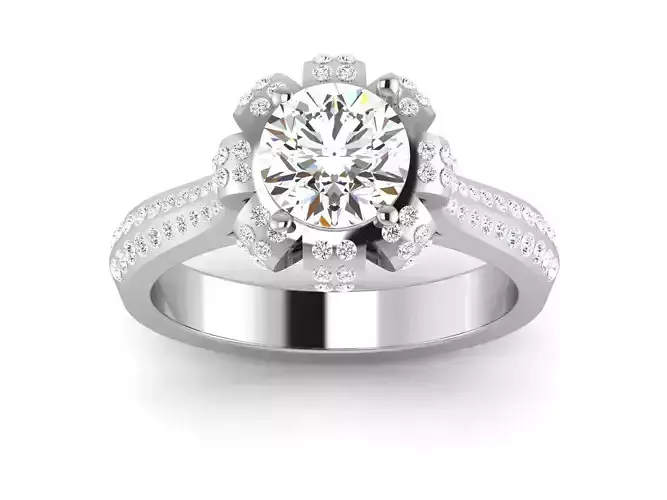 Solitaire Wedding Engagement Ring 3DM STL OBJ FBX Render Details