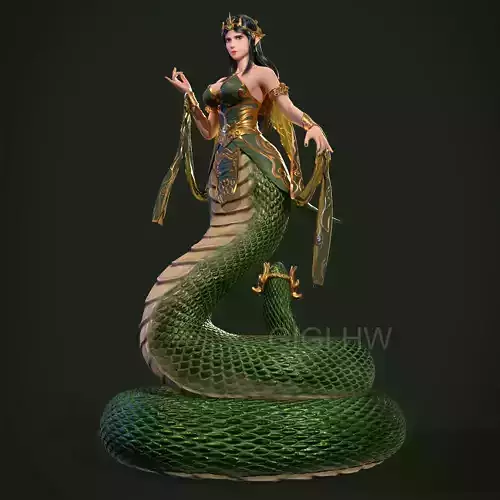 Serpent Lady Nyi Blorong Low-poly 3D model