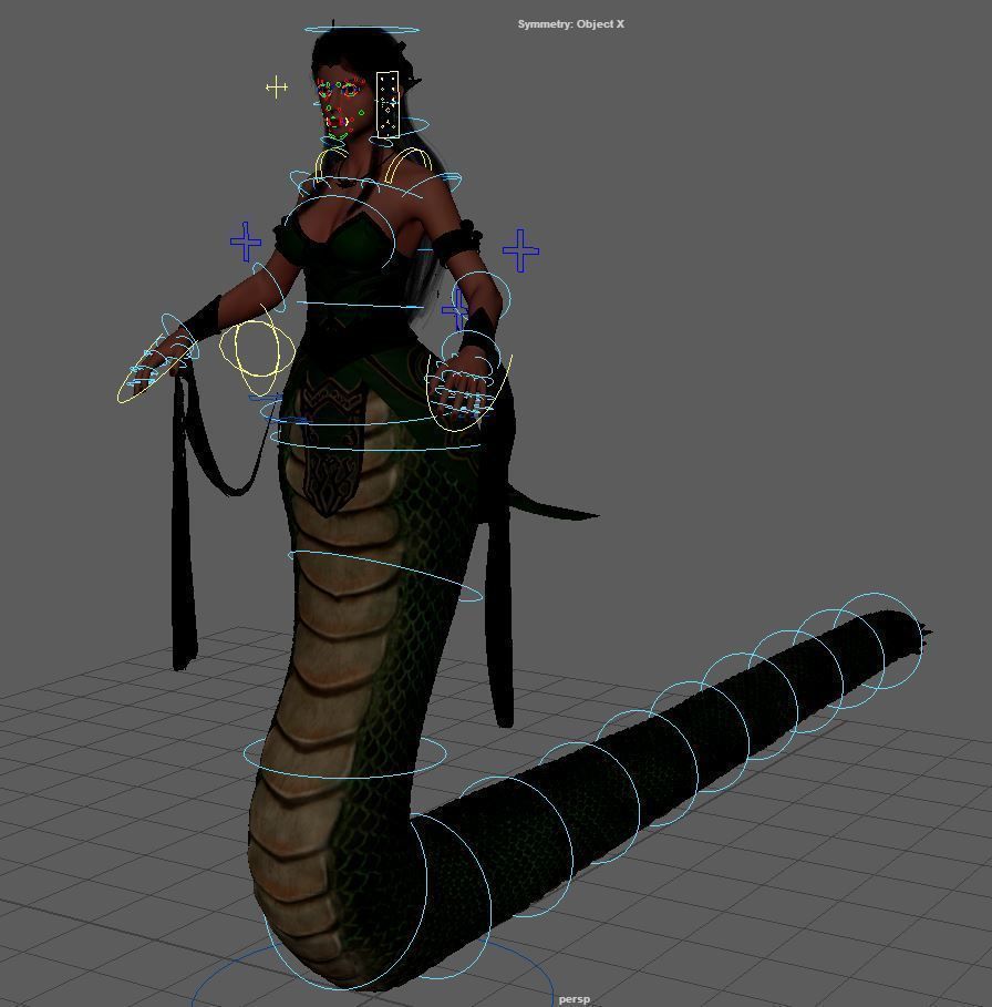 Serpent Lady Nyi Blorong Low-poly 3D model_6