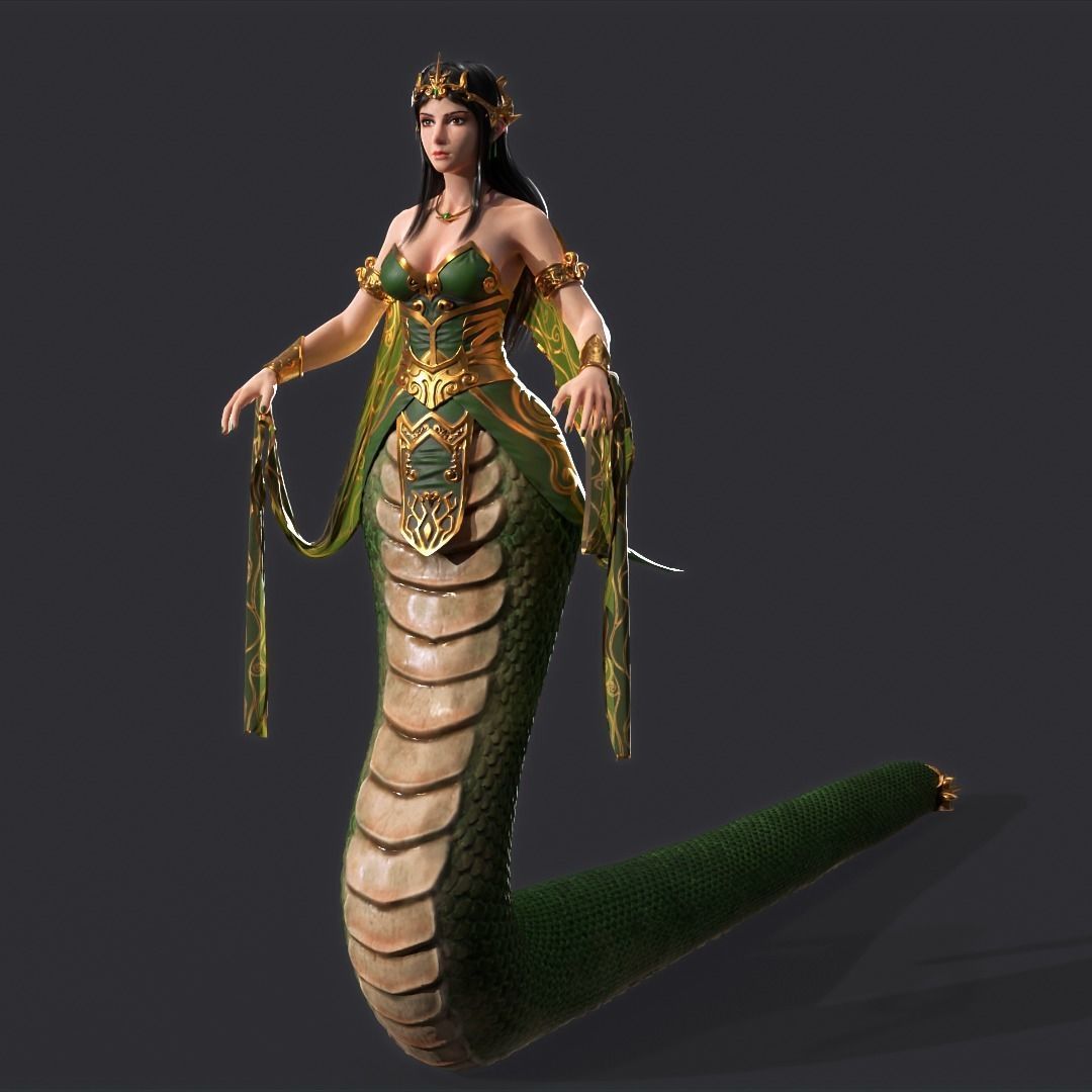 Serpent Lady Nyi Blorong Low-poly 3D model_5
