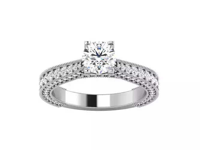 Solitaire Wedding Engagement Ring 3DM STL OBJ FBX Render Details