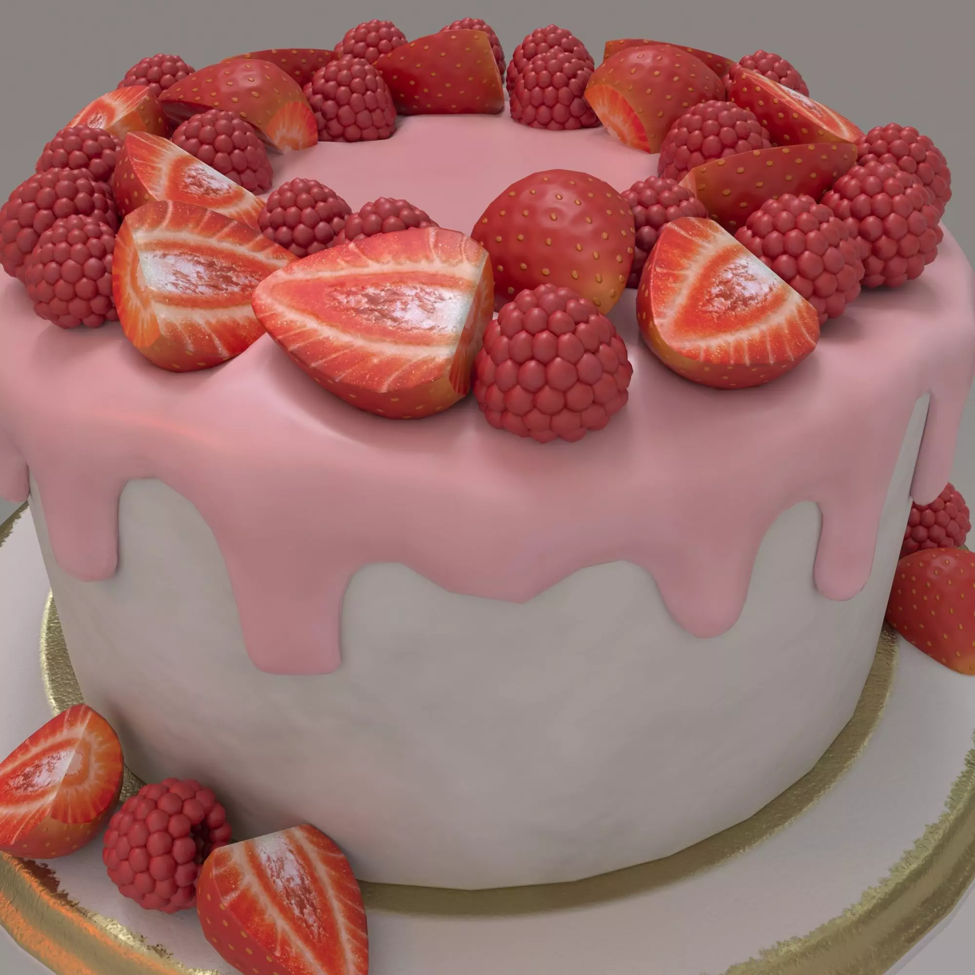 Cake with berries 3D model_0
