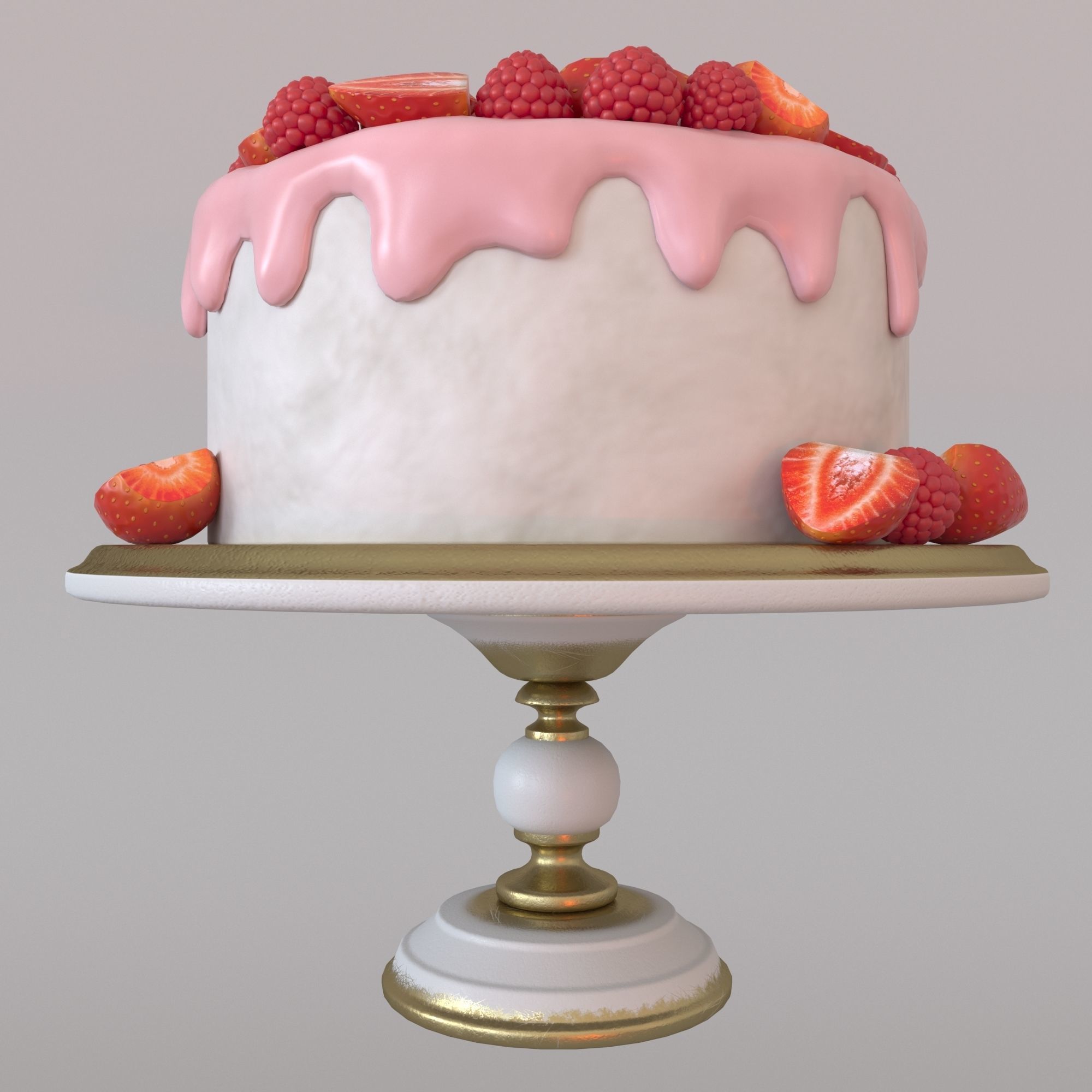 Cake with berries 3D model_2