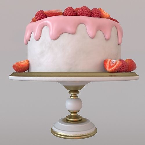 Cake with berries 3D model 3