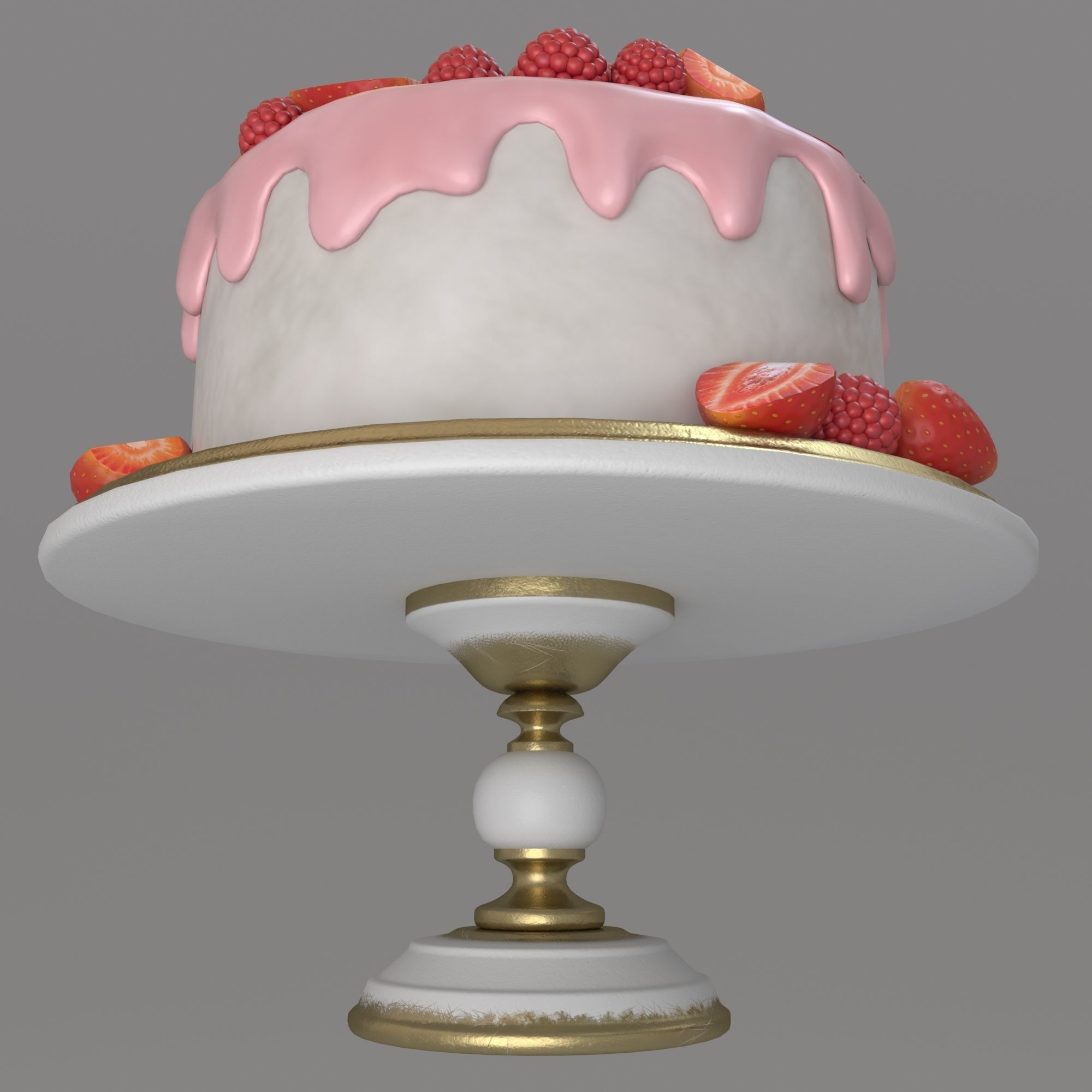 Cake with berries 3D model_3