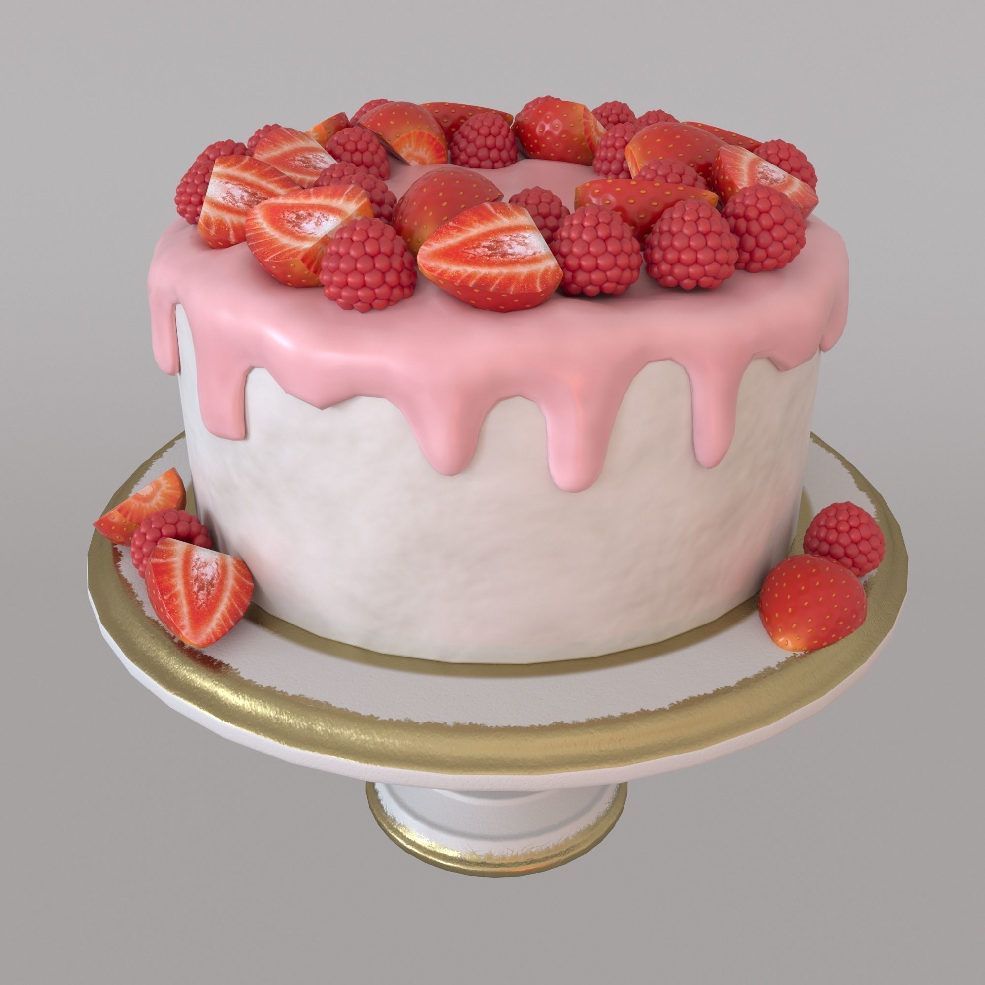 Cake with berries 3D model_4