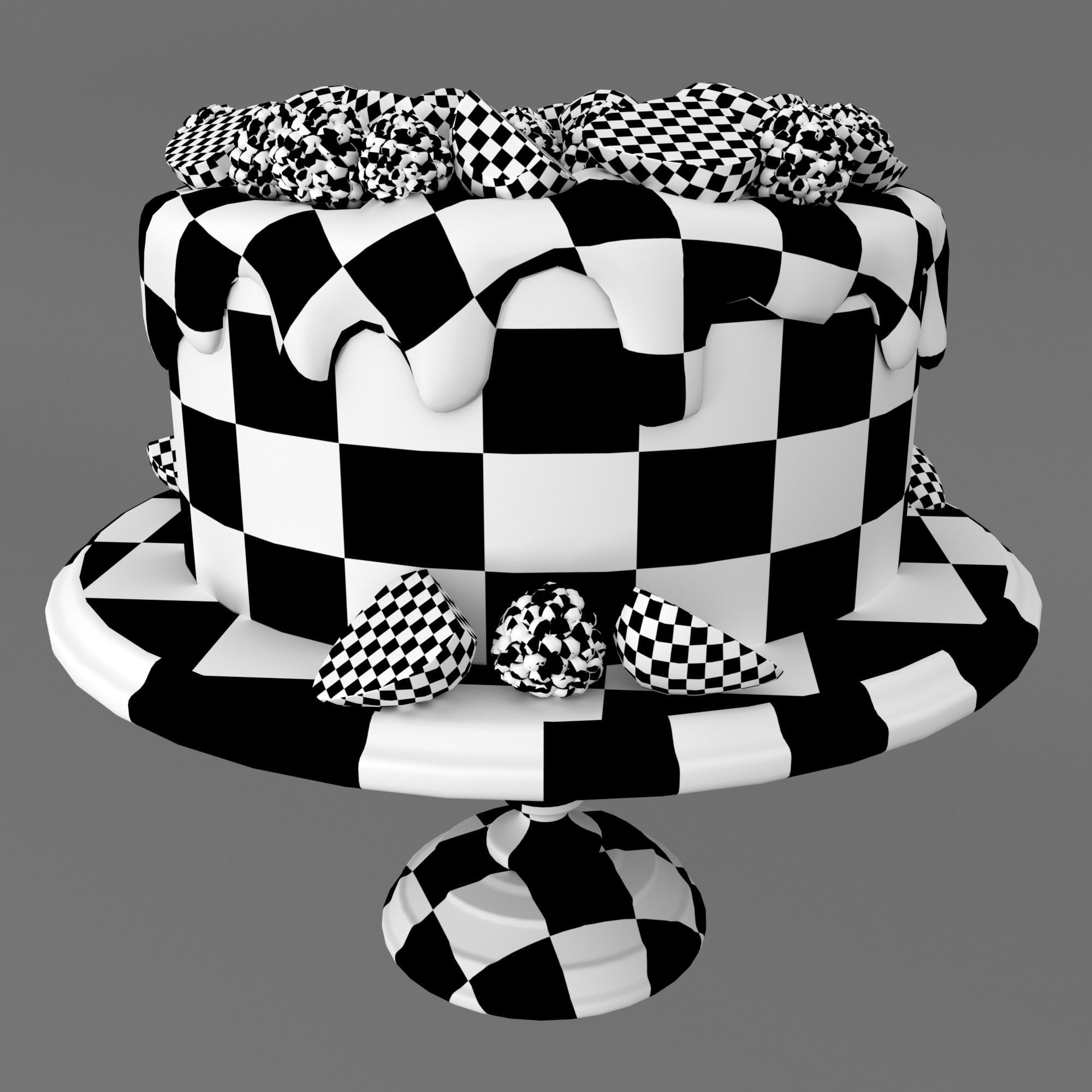 Cake with berries 3D model_11